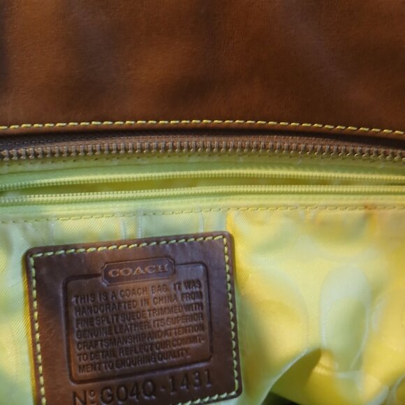 Vintage Coach Hampton Gallery Tote Bag Tan Suede Brown Leather - Picture 8 of 13